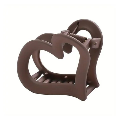 Brown Heart-Shaped Hair Claw